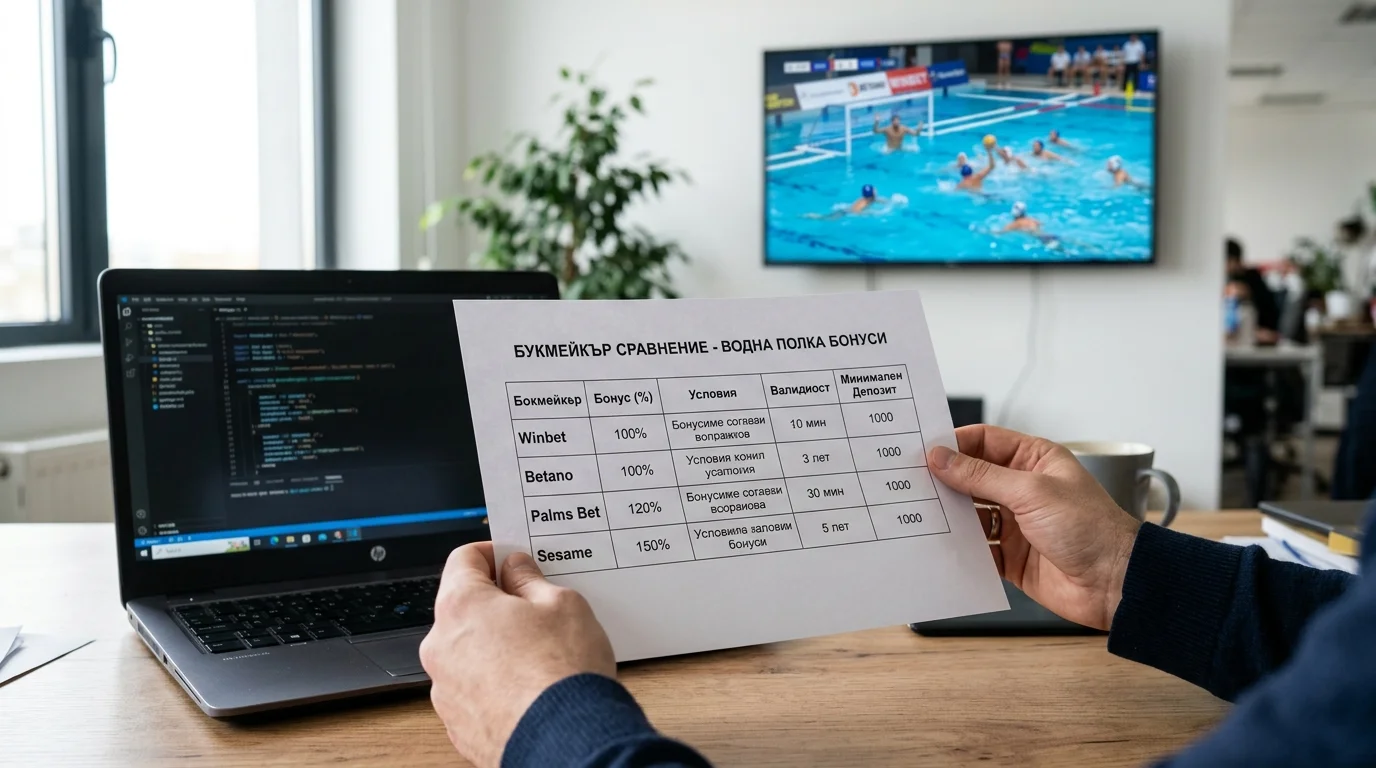 Сравнение на бонус условия при Winbet Betano и Palms Bet за водна топка