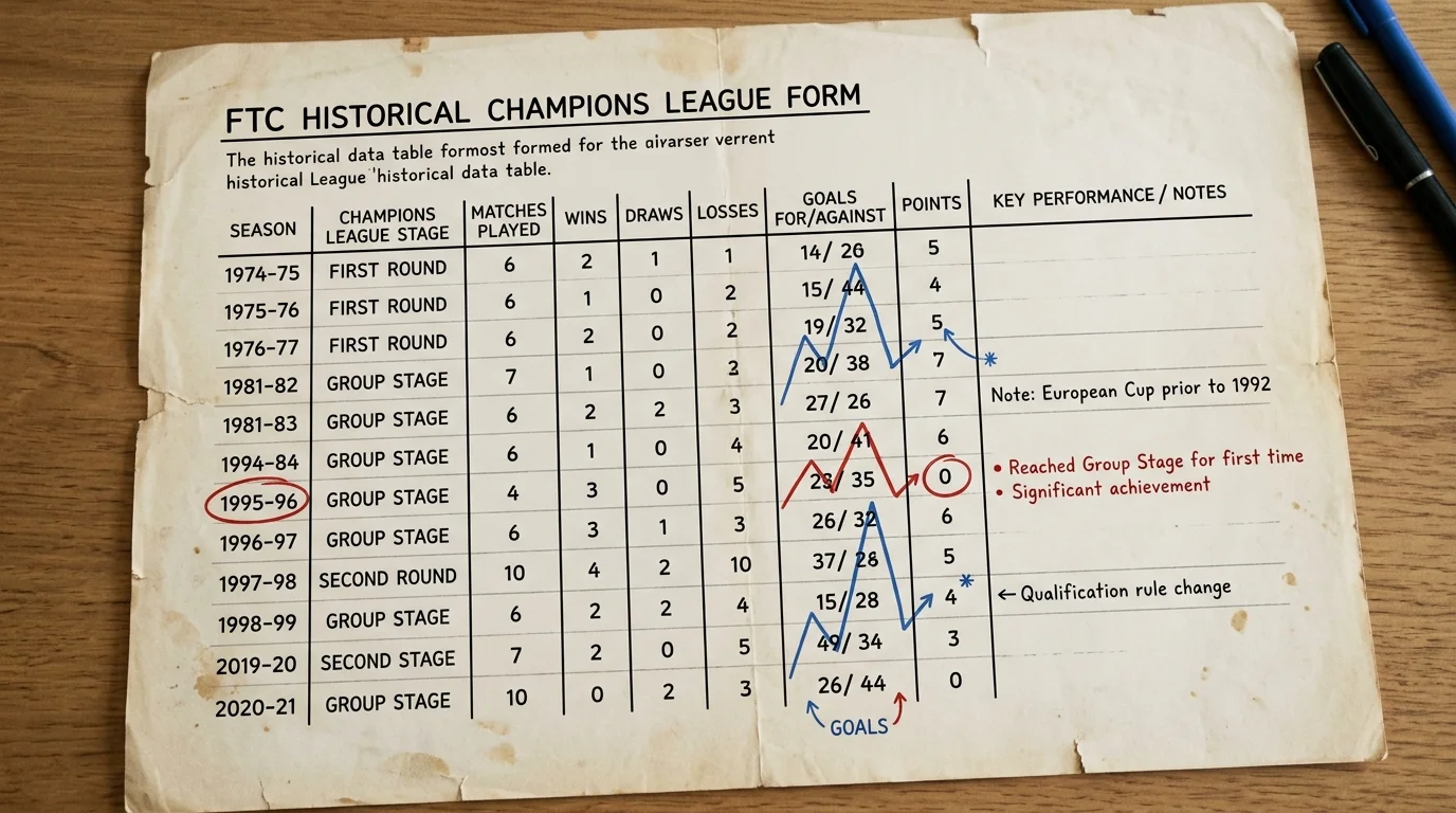 Историческа форма на FTC-Telekom при Champions League — анализ