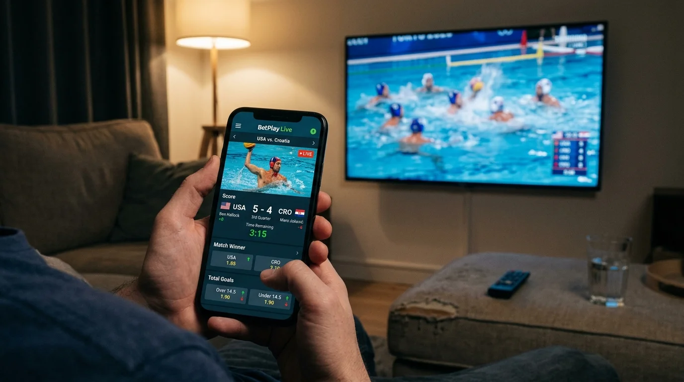In-play интерфейс за залози на водна топка на живо с коефициенти в реално време